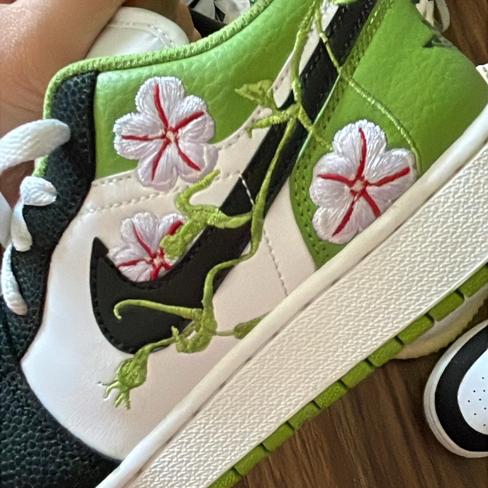 Floral Vine Jordan 1  Embroidered Sneakers